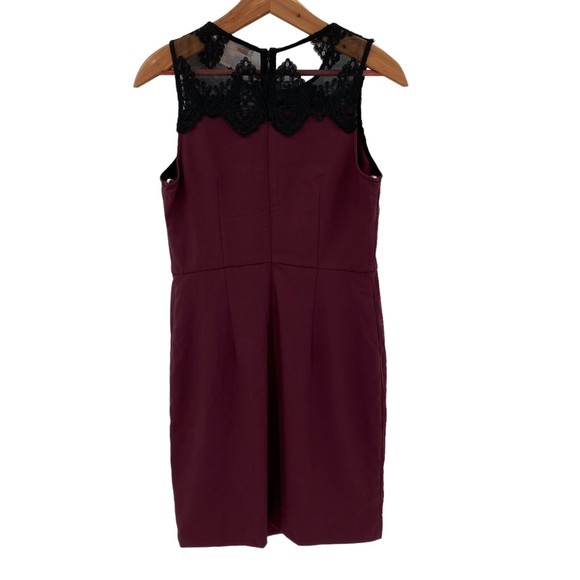 Forever 21 Dress Medium Maroon Black Lace Sleeveless Sheath Above Knee Career - Picture 2 of 5